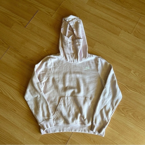 Nike Sportswear Light Pink Funnel Neck Fleece Pullover Women’s Small - Picture 1 of 9